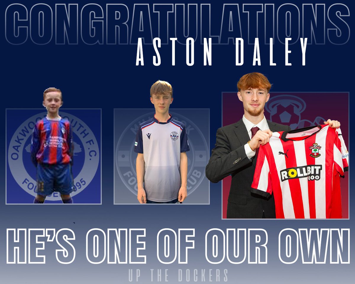 Millbrook FC (@millbrook_fc) on Twitter photo A huge congratulations to Aston and his family on the signing of his professional contract with <a href="/SouthamptonFC/">Southampton FC</a>
Aston's impressive footballing journey began right here with Oakwood Youth FC, and seamlessly continued with us when we became MFC after our merger.
Upthedockers ποΈ A huge congratulations to Aston and his family on the signing of his professional contract with <a href="/SouthamptonFC/">Southampton FC</a>
Aston's impressive footballing journey began right here with Oakwood Youth FC, and seamlessly continued with us when we became MFC after our merger.
Upthedockers ποΈ