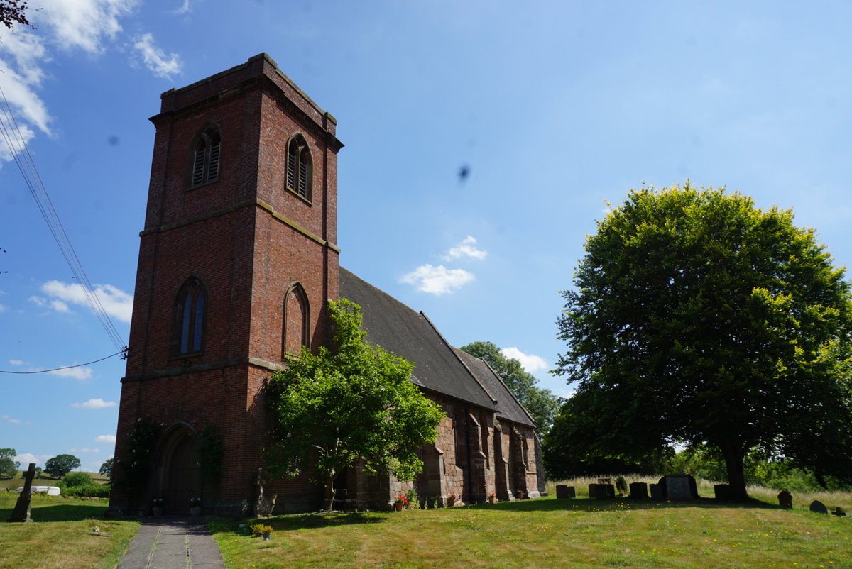The Grade-I Listed St Peter's Church in Norbury, Staffs. The Nave &amp; Chancel date from the C14th; cut into the sandstone of the south-face are at least three examples of scratch-dials, simple sundials allowing the clergy to determine the time &amp; when to call parishioners to prayer