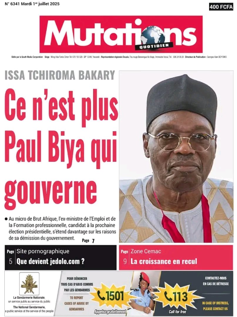 ISSA TCHIROMA BAKARY : CE N'EST PLUS PAUL BIYA QUI GOUVERNE 
𝐋𝐀 UNE D𝐄 #𝐌𝐔T𝐀𝐓𝐈𝐎𝐍𝐒 𝐃𝐔 1er JUILLET 2025
𝐀̀ 𝐋𝐈𝐑𝐄 𝐒𝐔𝐑 𝐰𝐰𝐰.𝐞𝐤𝐢𝐨𝐬𝐪𝐮𝐞.𝐜𝐦
<a href="/followers/">はうはう</a>
<a href="/toutlemonde/">toutlemonde</a>
<a href="/Superfans/">Superfans</a>