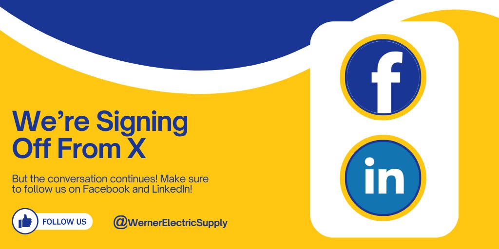 We’re signing off from X 👋

To catch the latest from Werner Electric, follow us on:
📘 Facebook: facebook.com/WernerElectric…
💼 LinkedIn: linkedin.com/company/werner…

Follow us there to stay connected! 💡