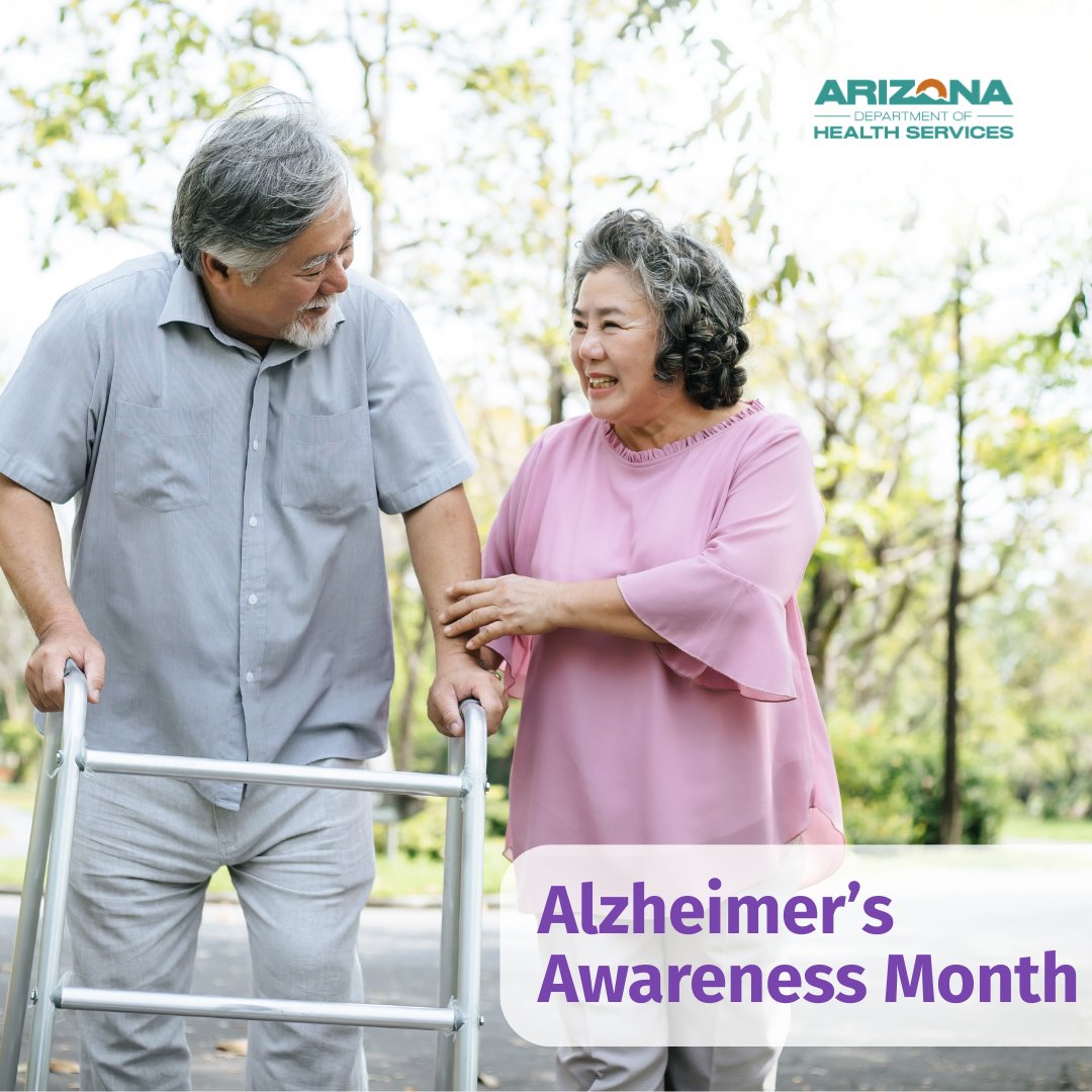 AZDHS's tweet photo. This Alzheimer's Awareness Month, take action by donating, volunteering, or spreading the word. Every effort counts. 💜 

Get involved: https://t.co/4dxku9HtQA https://t.co/ERhNLzgHXG