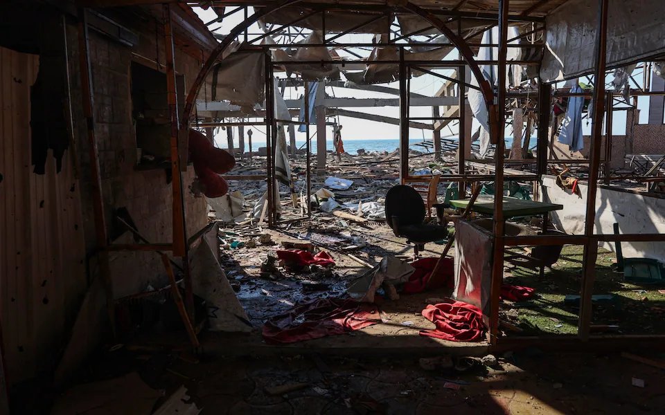 AhronBregman's tweet photo. More than 40 Palestinians were killed in an Israeli airstrike that targeted a café near the port of Gaza City earlier today. The extensive damage and high casualty count in the Gaza Strip are largely due to Israeli pilots dropping massive bombs and firing missiles. Their apparent lack of a moral compass is perplexing. On my list of potential war criminals, pilots are at the top.