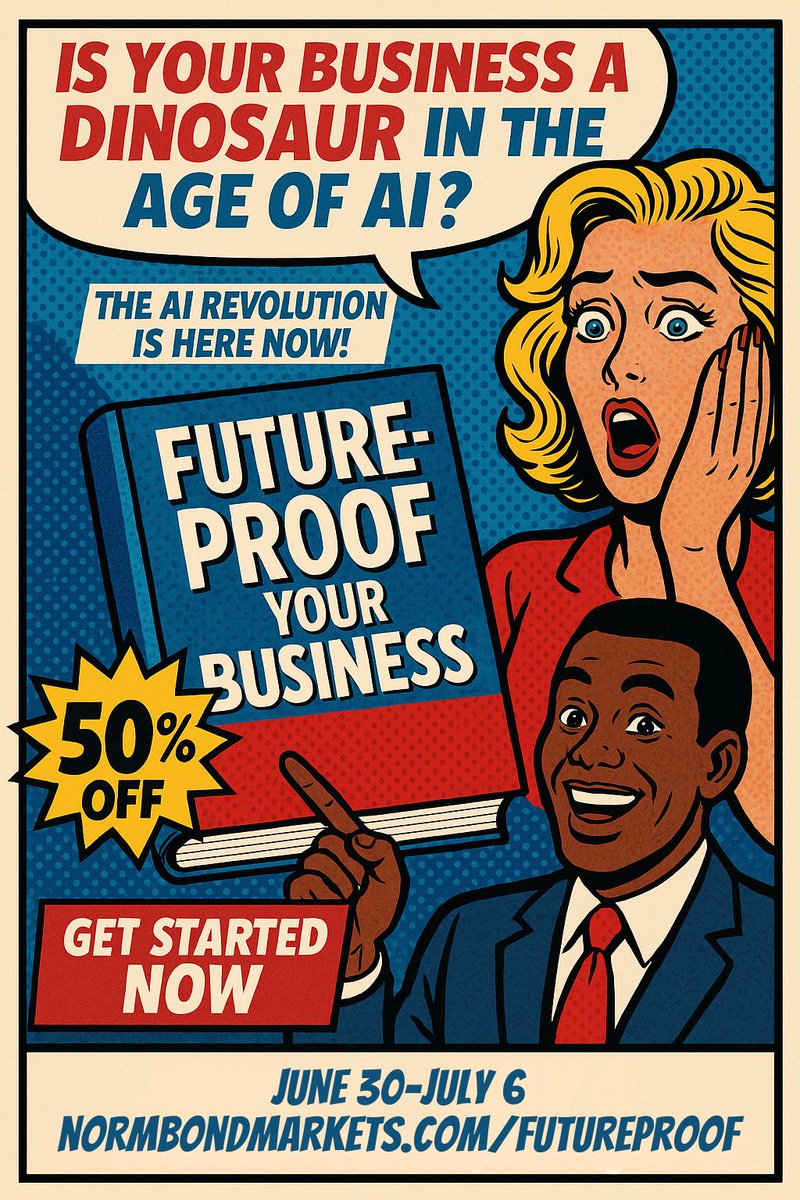 normbond's tweet image. Norm Bond
@normbond
🛑Is Your Marketing Stuck on Stupid? Unlock your business potential🚀#AI Marketing Audit || Indepenedence Day Special → Only $49 June 30 – July 6 normbondmarkets.com/aiaudit#AIMark… #SmallBiz #AIaudit #4thOfJulySale