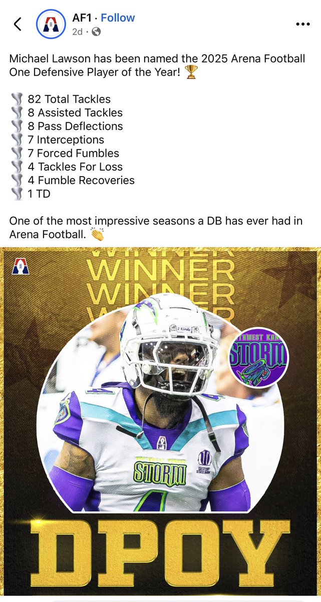 Congrats Superstar. Keep proving the critics wrong! 😤🙌🏽🏆
#AFL #POY #Playmaker #MikeLawson #BYGP #LeagueWorthy #BallHawk