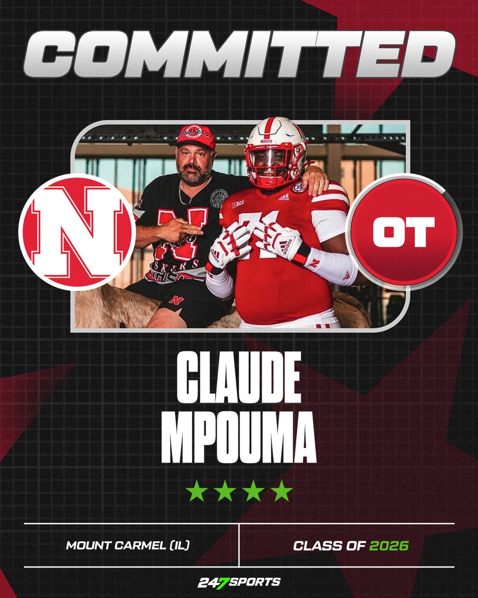 Nebraska gets a commitment from four-star OT Claude Mpouma.

One year in football and quickly became a major recruit. He credits the Husker staff and the culture there with his commitment.

247sports.com/college/nebras…