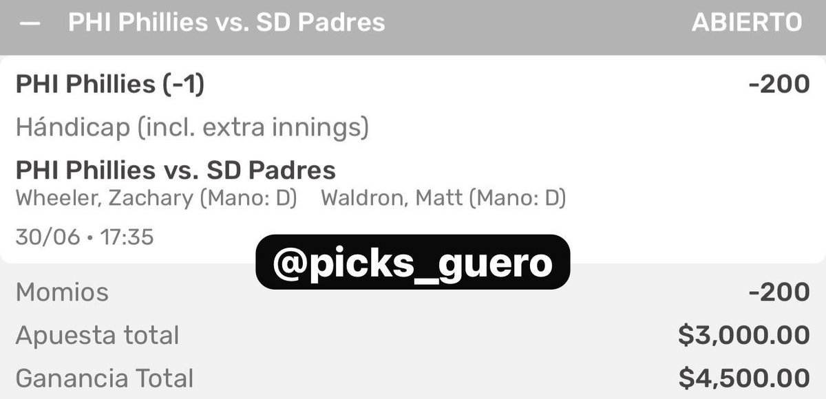 🚨 PICK DEL GÜERO 🚨

Philadelphia #Phillies: -1 (-200) ⚾️

A DARLE! 👊🏼 #GueroPicks 💰 #MLB #FREEPICK