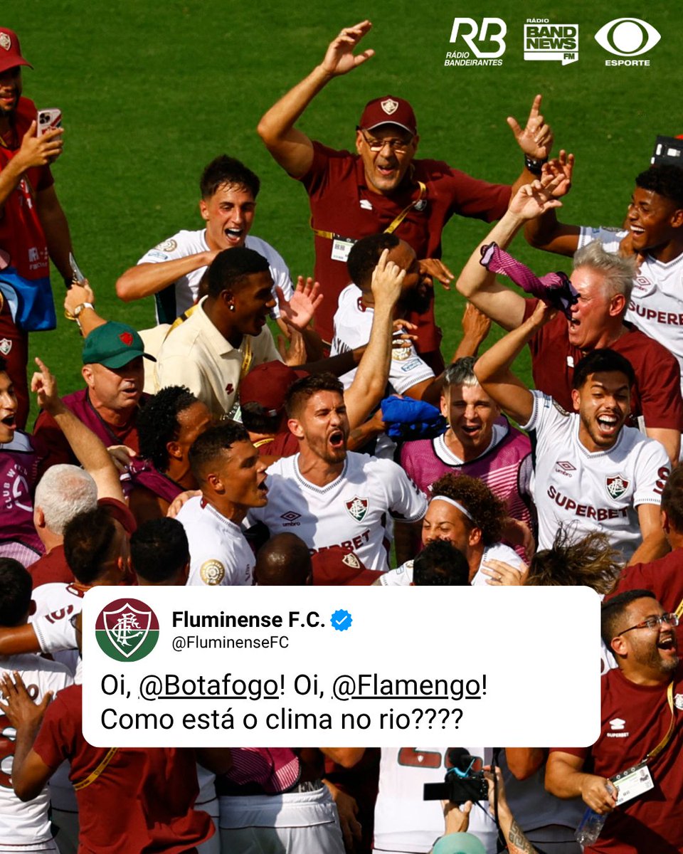 esportenaband's tweet photo. IH, RAPAZ 😂😂 O Fluminense aproveitou a classificação e deu aquela provocada nos rivais...

#EsporteNaBand #CWCFIFA https://t.co/6kBWiAvfe0