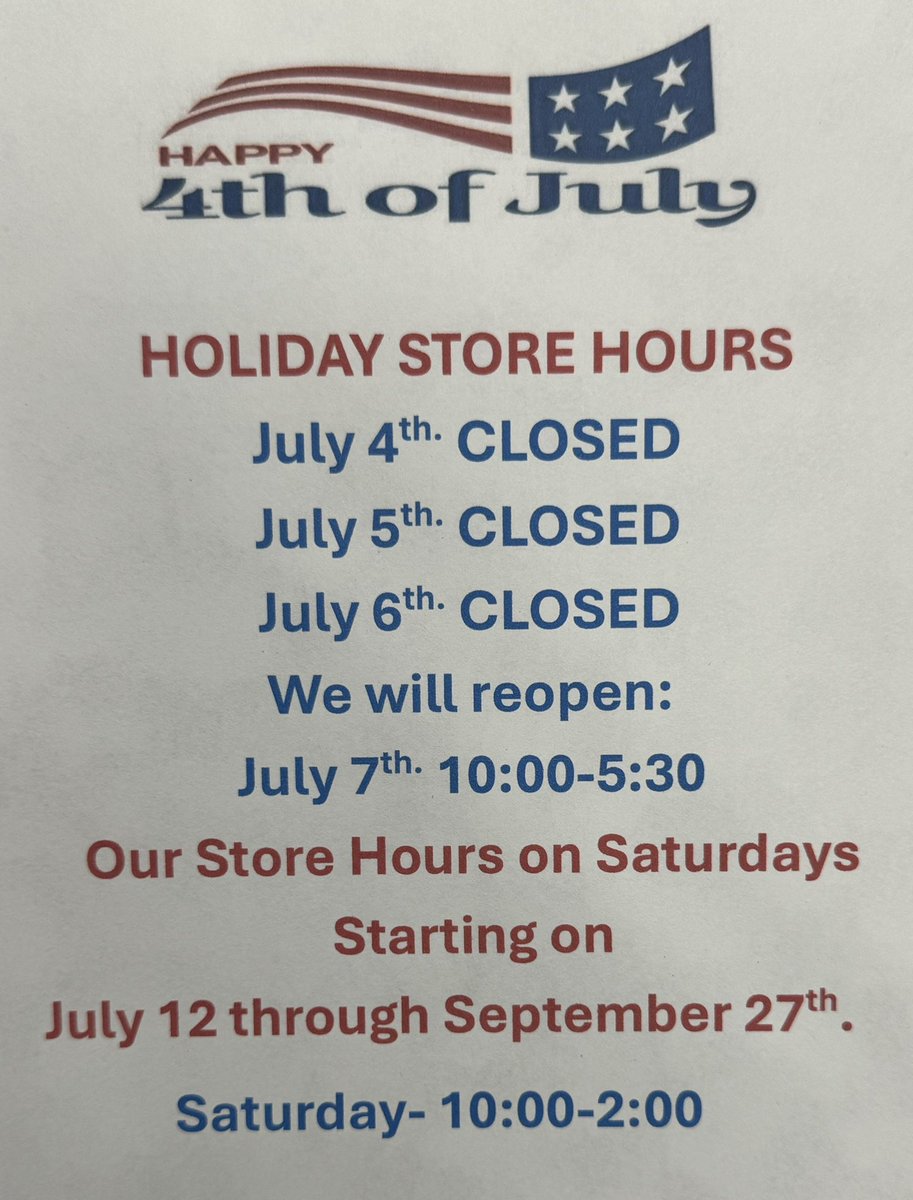 FitRiteUniform's tweet photo. Our holiday store hours. We hope everyone has a safe and enjoyable weekend. https://t.co/uYLF8goYB0