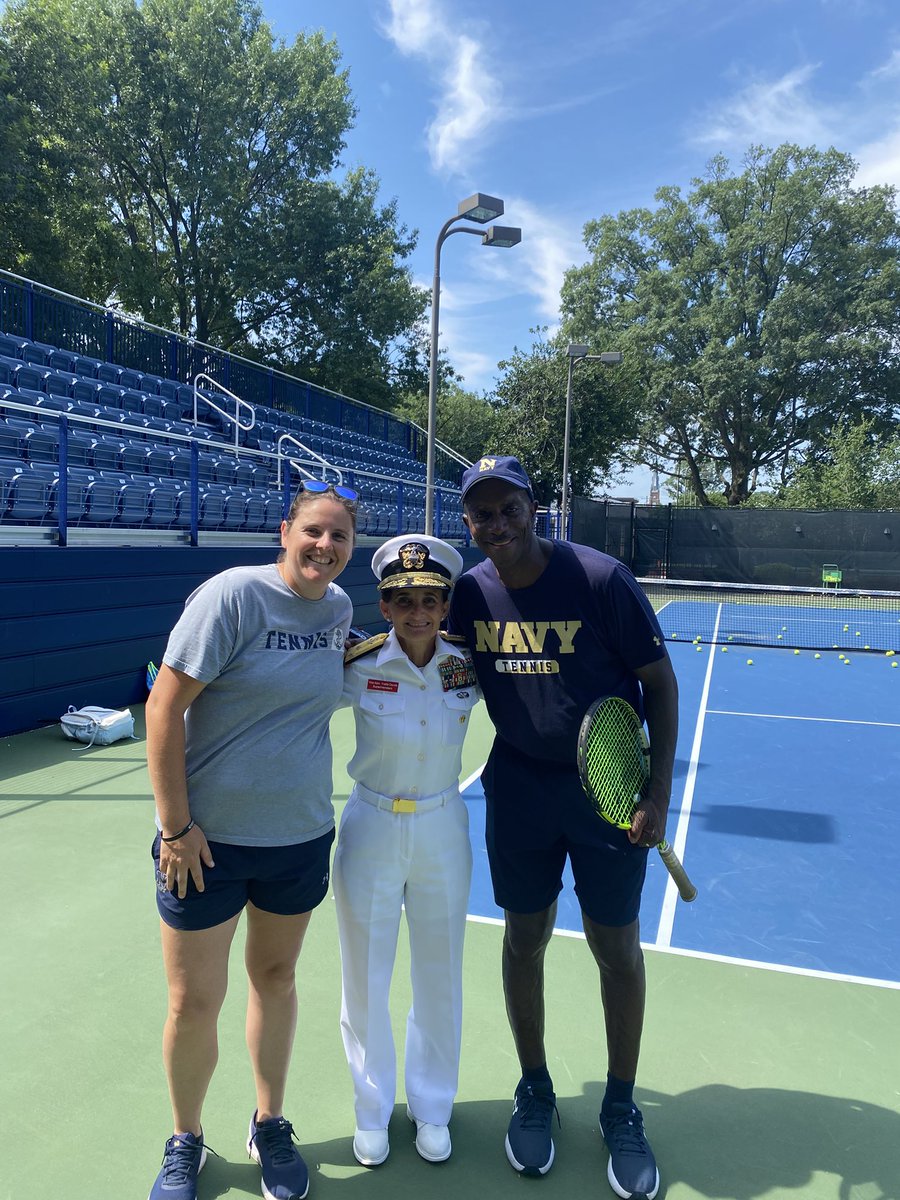 NavyWTennis's tweet image. A great day when Superintendent VADM Yvette Davids stops by camp. Go Navy!