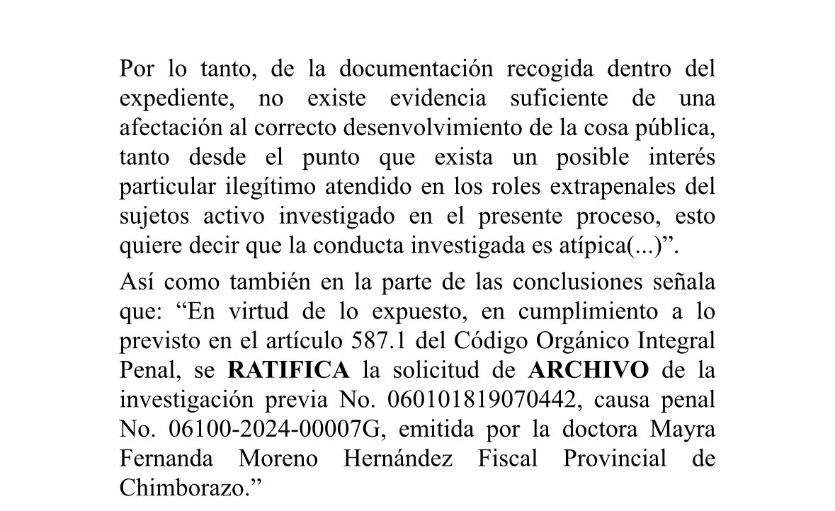 COMO PARTE DE LA DEFENSA TÉCNICA COMUNICO A LA CIUDADANÍA QUE SE HA RATIFICADO EL ESTADO DE INOCENCIA (definitivamente) DEL EX ALCALDE DE RIOBAMBA NAPOLEON CADENA OLEAS. 

Con pronunciamiento favorable de la  Fiscal Provincial de Chimborazo, que ha sido ratificado por el Fiscal