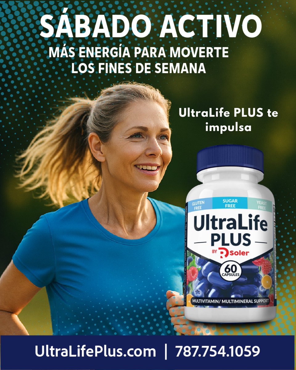 Activa tu sábado con UltraLife PLUS
Más energía. Más enfoque. Más razones para moverte.
No dejes que el cansancio te frene: UltraLife PLUS te impulsa a disfrutar tu fin de
semana al máximo.
💙 Sin azúcar • Sin gluten • Sin levadura
#UltraLifePLUS #EnergíaNatural #SábadoActivo