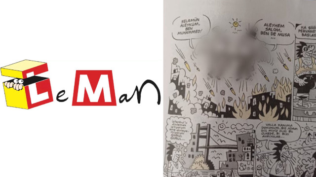 Peygamber efendimize yönelik her türlü saygısızlık, ifade özgürlüğü kılıfıyla meşrulaştırılamaz. İnançlara hakaret etmek sanat değil, nefret üretmektir. Charlie Hebdo'nun yerli eLeMan'ı bu çizimle hem çizgiyi hem ahlakı aştı. Lanetliyoruz 
#lemandergisikapatılsın