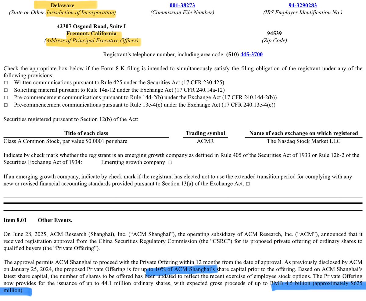 TheBenSchmark's tweet image. Nasdaq-listed $ACMR announces that their listed Shanghai sub is approved to offer 10% of shares for gross proceeds of $625m (~38% of the $ACMR market cap).

They currently own 82% of a USD $6.25 bn entity while sporting a market cap of $1.65bn…