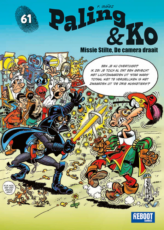 stripland_BENL's tweet photo. Missie Stilte, De Camera Draait -deel 61 van #Paling & Ko- is verschenen bij #RebootComics. Er wordt voor gekozen om onze helden terug te flitsen naar het verleden, naar de tijd dat acteurs nog hun eigen stunts deden. #FransiscoIbáñez #PalingEnKo #Reboot #Comics https://t.co/DNnfRK2v7M