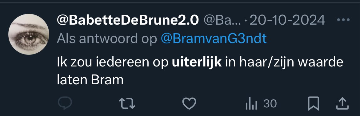 <a href="/BabetteDeBrune2/">@BabetteDeBrune2.0</a> Heb je niet zinnigs meer dan gaan we schelden of afgeven op iemands uiterlijk.

Ik zou iedereen op uiterlijk in haar/zijn waarde laten.