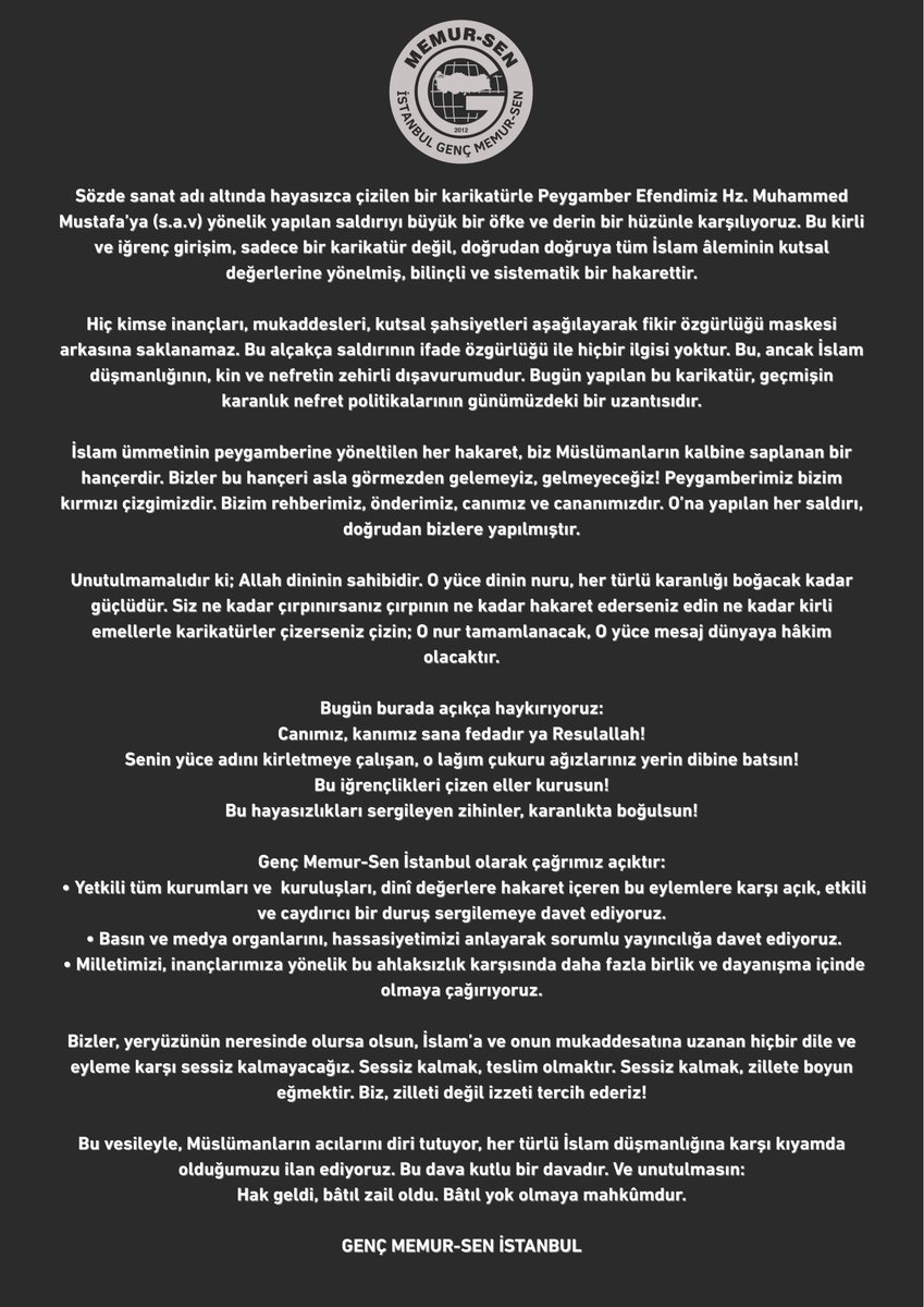 Kamuoyuna Duyurulur!!! 

#PeygamberimizOnurumuzdur #LemanHaddiniBil #LemanYargılansın #lemandergisikapatılsın