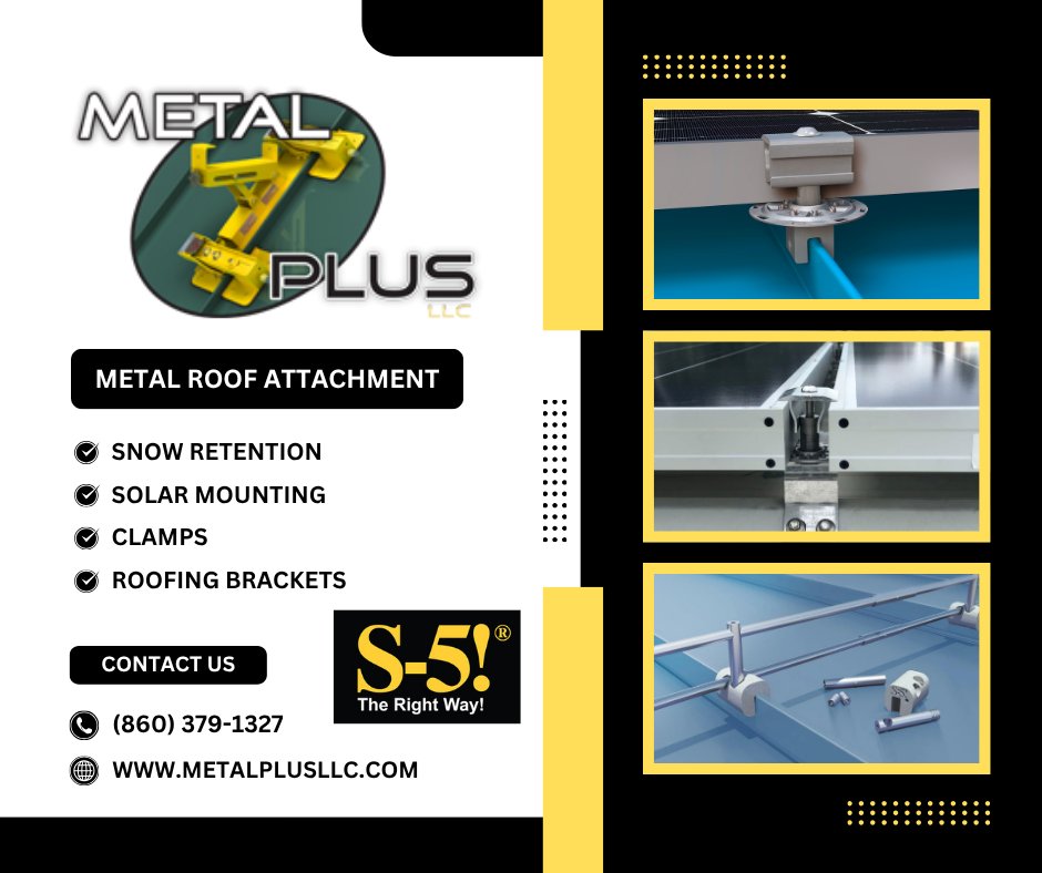 MetalPlusLLC's tweet image. Architects, roof consultants, building owners, roof manufacturers and metal roof contractors alike endorse S-5! as the safest engineered products of their kind and the most trusted name in the industry…we do things the right way.