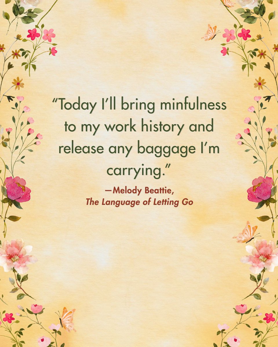 MelodyBeattie's tweet photo. “Today I’ll bring mindfulness to my work history and release any baggage I’m carrying.”
—Melody Beattie, The Language of Letting Go Revised Edition
What’s one passage from Melody’s work that’s lived in your heart lately?
#MelodyBeattie #TheLanguageOfLettingGo https://t.co/A9X8jvL0cw
