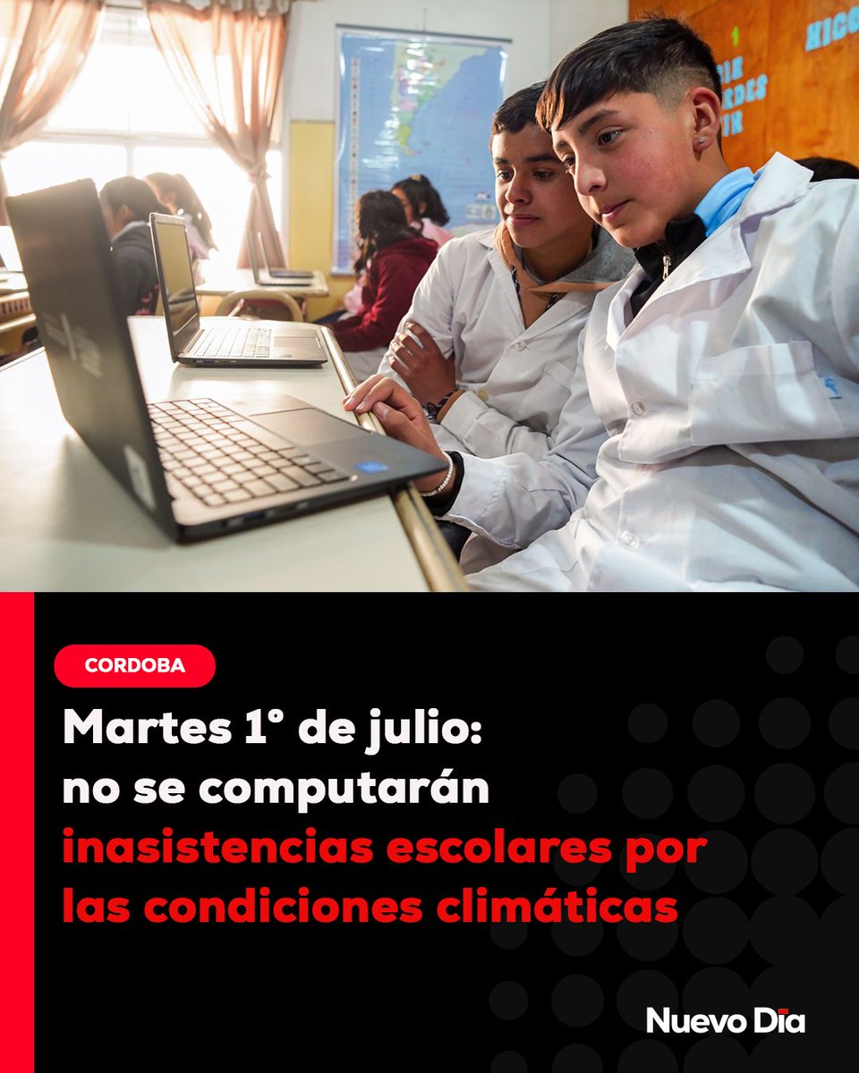 Ante la persistencia de las bajas temperaturas, en la jornada del día martes 1 de julio el <a href="/educacioncba/">Ministerio de Educación de la Provincia de Córdoba</a>  informa que no se computarán inasistencias para los estudiantes de los niveles inicial, primario y secundario (todos los turnos y modalidades).