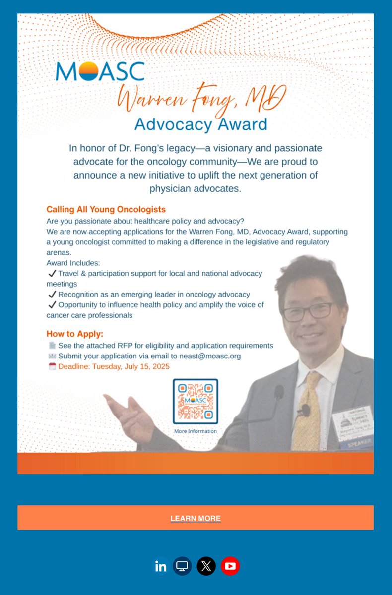 Within the past couple of weeks, <a href="/minasedrakmd/">Mina S. Sedrak</a>, <a href="/ChawlaNeal/">Neal S. Chawla</a>, <a href="/DrJZell/">Jason Zell</a>, <a href="/ashkanlashkari/">Ashkan</a>, <a href="/SurvivingMD/">Dr. Cary Presant</a> &amp; I convened the <a href="/MOASC_Office/">MOASC</a> board to create an award honoring one of our long-standing members, #DrWarrenFong, who passed away unexpectedly. He was a dedicated and passionate