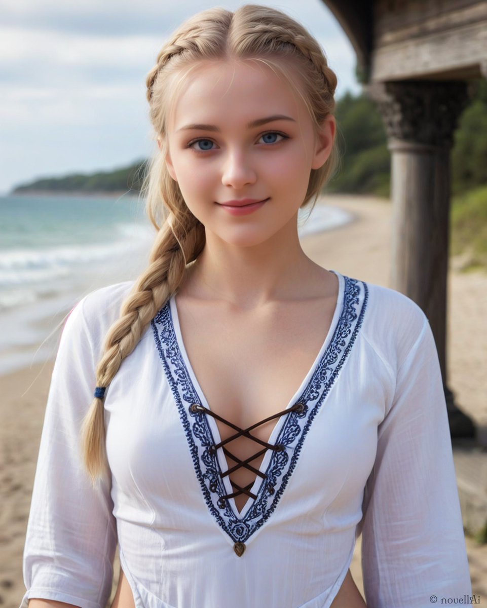 You met Inga by the shore this morning. "Ah, there you are," she says in a playful tone.

"You promised me a race! I'll have you know, it's a bold move to make a warrior princess wait," she says with a giggle.

"We'll swim to the rocks beyond the harbor, then back here. Ready?"