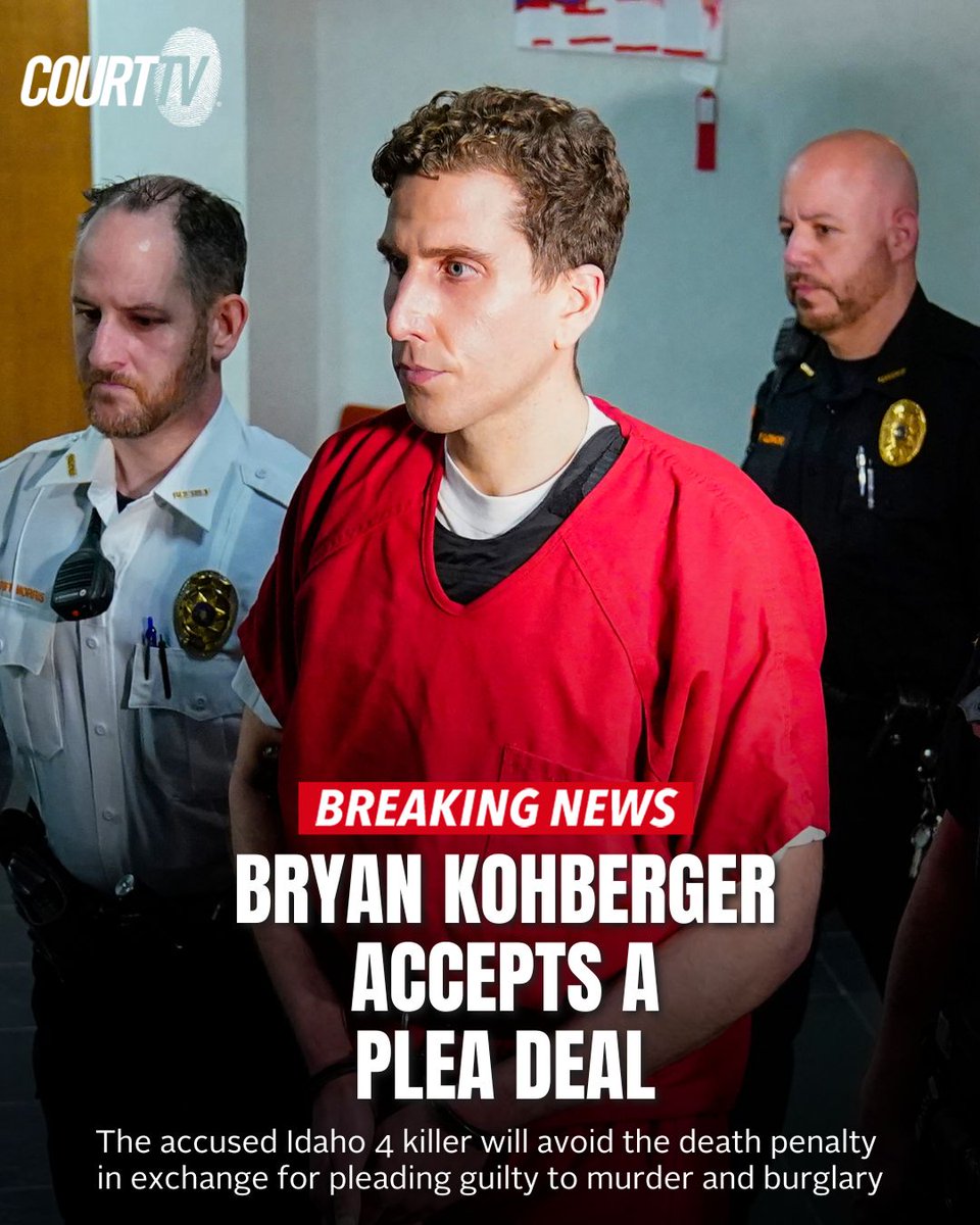 #BREAKING: #BryanKohberger has reportedly accepted a plea deal. The Prosecution proposed dropping the death penalty in exchange for Kohberger pleading guilty to all four Idaho student murders. 

#CourtTV What do YOU think? #Idaho4