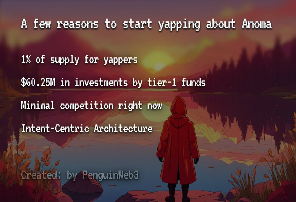 A few reasons to start yapping about <a href="/anoma/">Anoma</a>

1. They allocate 1% of supply for yappers:

› 0.7% Anoma yappers
› 0.3% Kaito community
› Bonus 25% for yappers from China/Korea

2. Investments

Anoma received investments totaling $60.25M from Polychain and other tier-1 funds

3.