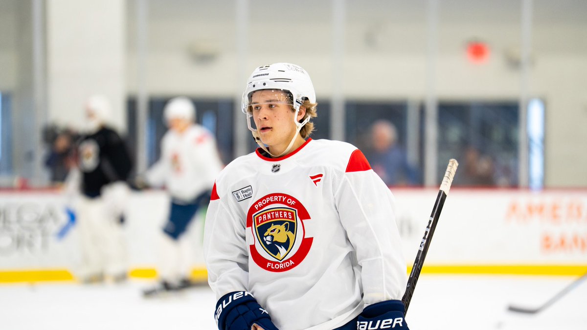 Prospect Lukas Sawchyn on the ice at Baptist Health IcePlex.