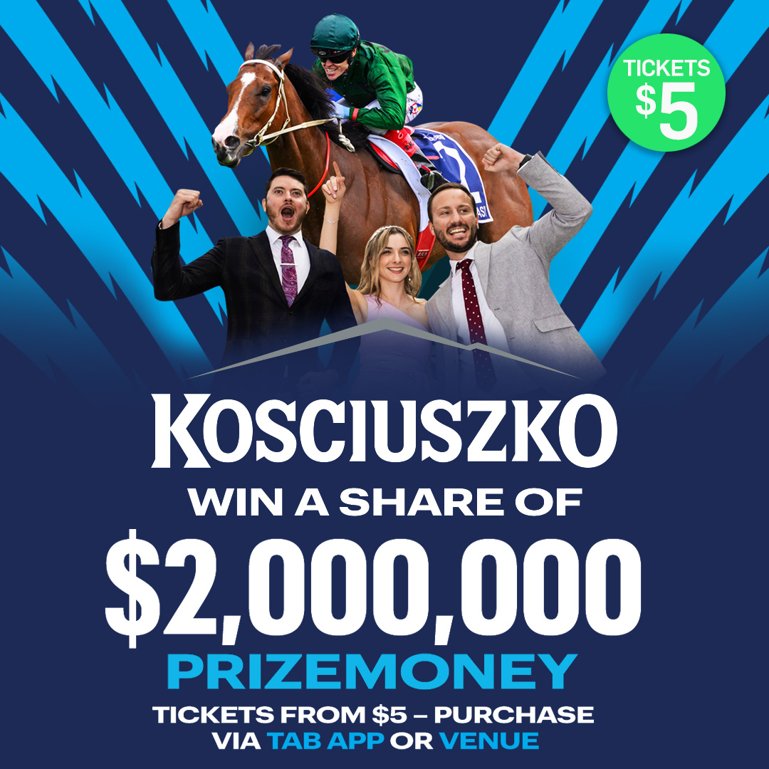 It's your shot at a share of $2 million and it starts NOW! Grab your tickets in #TheKosciuszko and you could experience #TABEverest day in a whole new way! NSW residents only, the $5 tickets are on sale via TAB and check out thekosciuszko.com.au for more! Anyone can win!