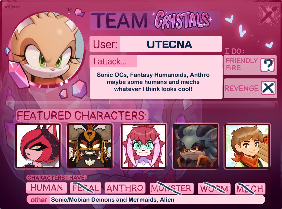 UTECNA's tweet image. Beep Boop it's #ArtFight time!
I had to skip the last two times due to health issues but now I'm back!