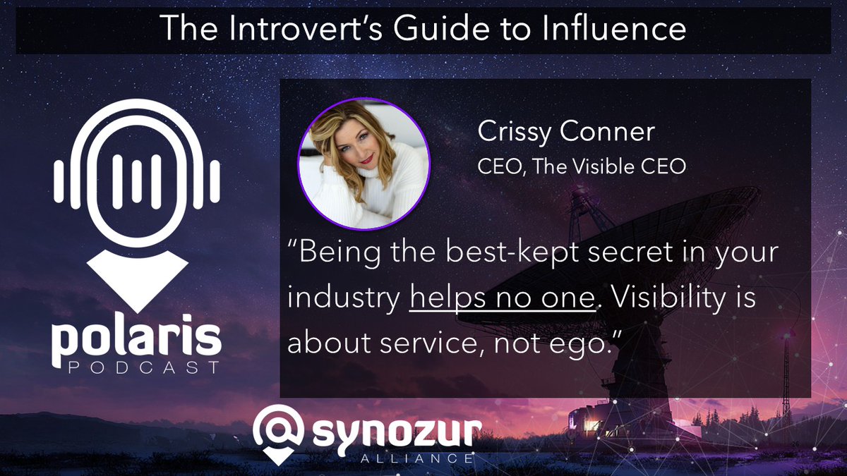 🎙 New Polaris episode!

This week, Crissy Conner (@VisibleCEO) joins us to tackle gender bias in leadership, share visibility strategies, and inspire female executives to break barriers.

Tune in: synozur.com/post/polaris-t…

#Leadership #GenderEquity #Polaris #WomenLeaders