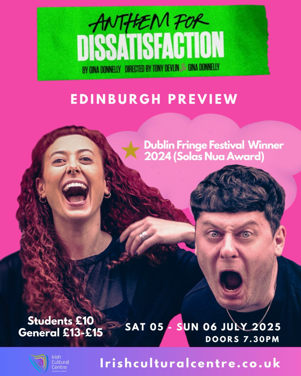 MyICCLondon's tweet image. ✨What’s On This Week at ICC (1–7 July)!✨
📽️3 Jul – Irish Intergenerational Film & Photo Exhibition
🎤4 Jul – Macdara Yeates UK Album Launch
🎭5–6 Jul – Anthem for Dissatisfaction (Dublin Fringe hit)
📻6 Jul – Bright Side of the Road Radio, feat. Kevin Rowland & Christine Tobin