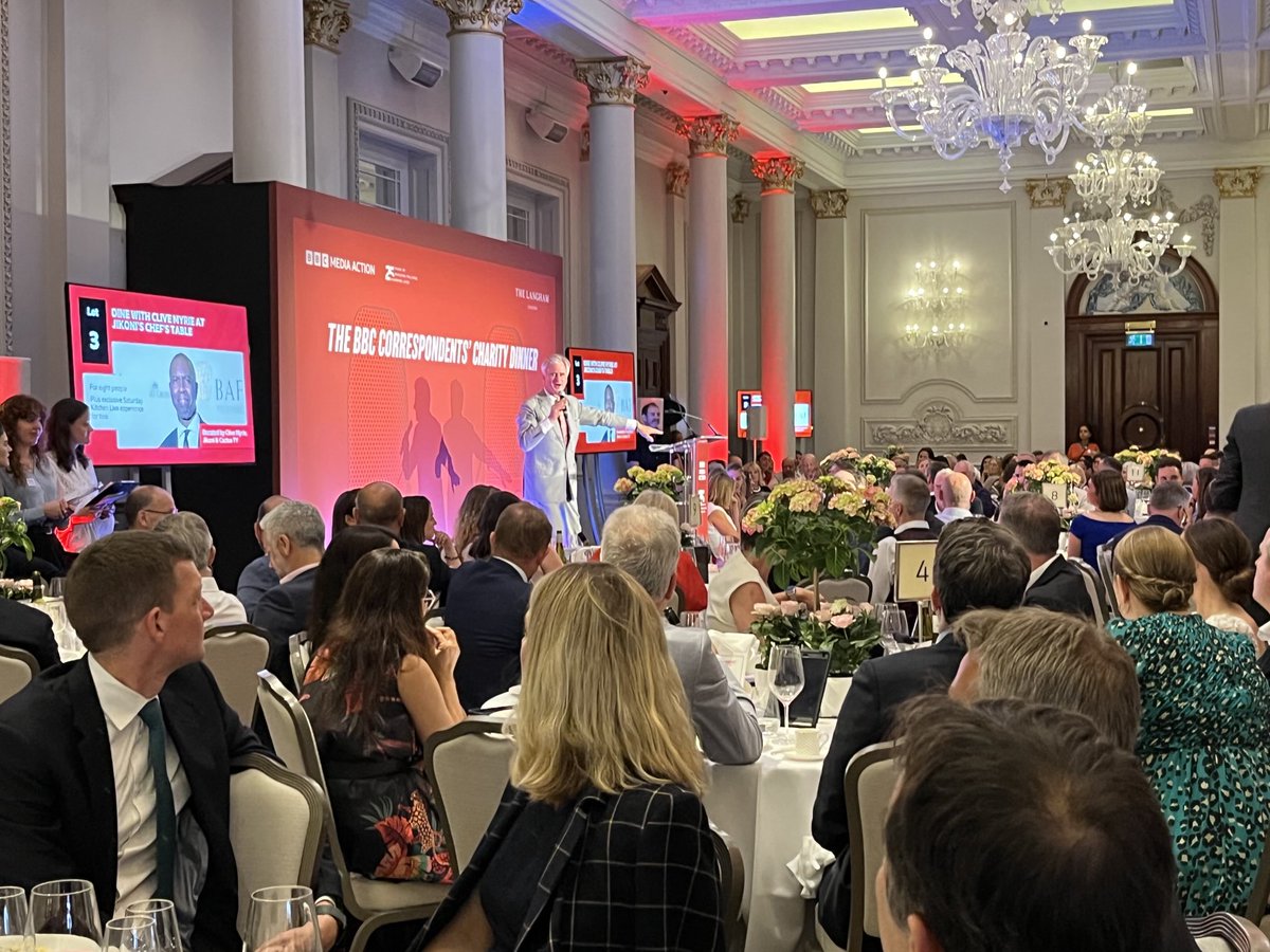 Great night at the BBC Media Action Correspondents charity dinner - with many thousands raised - helped by auctioning Clive Myrie for a mighty sum!