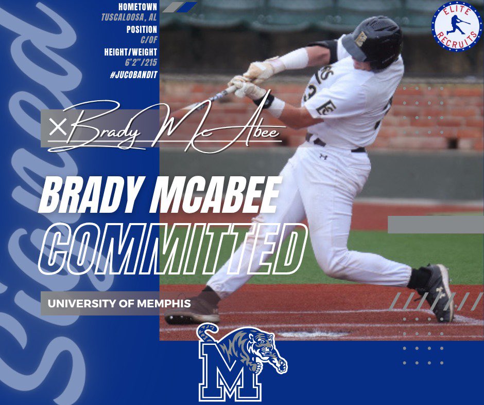Elite Recruits (@eliterecruits_) on Twitter photo A very special congratulations goes out to our very own Brady McAbee.
Brady has committed to <a href="/MemphisBaseball/">Memphis Baseball</a> to continue his career at the next level.
A ton of talent but an even better person off the field.
Congratulations <a href="/McabeeBrady/">Brady McAbee</a> we are proud of you. A very special congratulations goes out to our very own Brady McAbee.
Brady has committed to <a href="/MemphisBaseball/">Memphis Baseball</a> to continue his career at the next level.
A ton of talent but an even better person off the field.
Congratulations <a href="/McabeeBrady/">Brady McAbee</a> we are proud of you.