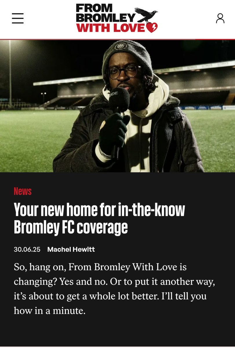 Machel St Patrick Hewitt (@mashstpaddy) on Twitter photo From Bromley with Love 2.0 goes fully live tomorrow.
Plenty to read and sink your teeth into.
Head over to <a href="/bromleywithlove/">From Bromley with Love</a> and make sure you sign up.
No better place to stay up to speed with all things Bromley FC. From Bromley with Love 2.0 goes fully live tomorrow.
Plenty to read and sink your teeth into.
Head over to <a href="/bromleywithlove/">From Bromley with Love</a> and make sure you sign up.
No better place to stay up to speed with all things Bromley FC.