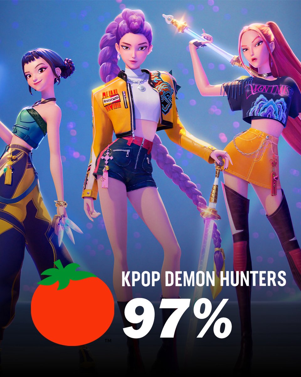 #KPopDemonHunters is Fresh at 97% on the Tomatometer, with 33 reviews: rottentomatoes.com/m/kpop_demon_h…