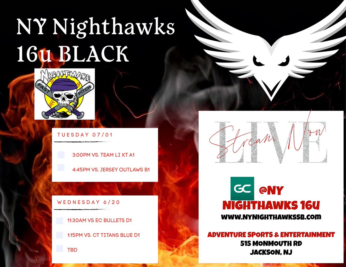 Looking forward to playing with my girls in NJ!! 

<a href="/NYNighthawksSB/">NY Nighthawks Softball</a> <a href="/JjhsSoftball/">John Jay EF Varsity Softball</a> <a href="/OneontaSoftball/">SUNY Oneonta Softball</a> <a href="/CortlandSB/">Cortland Softball</a> <a href="/McDaniel_SB/">McDaniel College Softball</a> <a href="/SSU_Sball/">Salem State Softball</a> <a href="/Ithaca_Softball/">Ithaca Softball</a> <a href="/AssumptionU_SB/">Assumption University Softball</a>