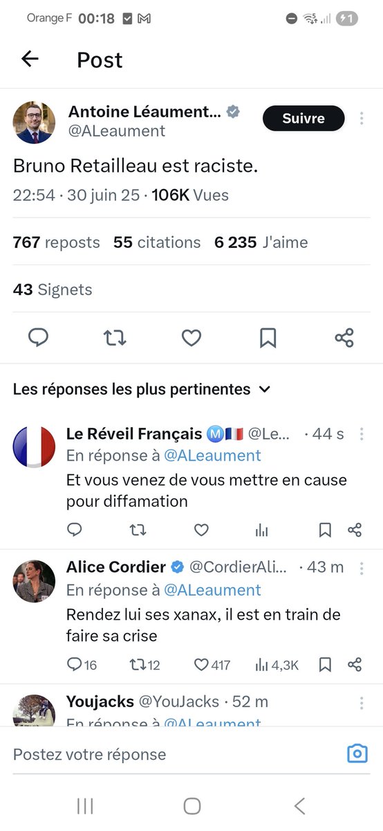 Le Réveil Français Ⓜ️🇨🇵 (@lereveilfr) on Twitter photo Voilà le niveau des politiques en 2025.
<a href="/ALeaument/">Antoine Léaument 🇫🇷</a>, député <a href="/lfi91_/">La France insoumise Essonne</a> traite le Ministre de l'<a href="/Interieur_Gouv/">Ministère de l'Intérieur</a>, <a href="/BrunoRetailleau/">Bruno Retailleau</a>, de raciste.
Pitoyable ! Voilà le niveau des politiques en 2025.
<a href="/ALeaument/">Antoine Léaument 🇫🇷</a>, député <a href="/lfi91_/">La France insoumise Essonne</a> traite le Ministre de l'<a href="/Interieur_Gouv/">Ministère de l'Intérieur</a>, <a href="/BrunoRetailleau/">Bruno Retailleau</a>, de raciste.
Pitoyable !
