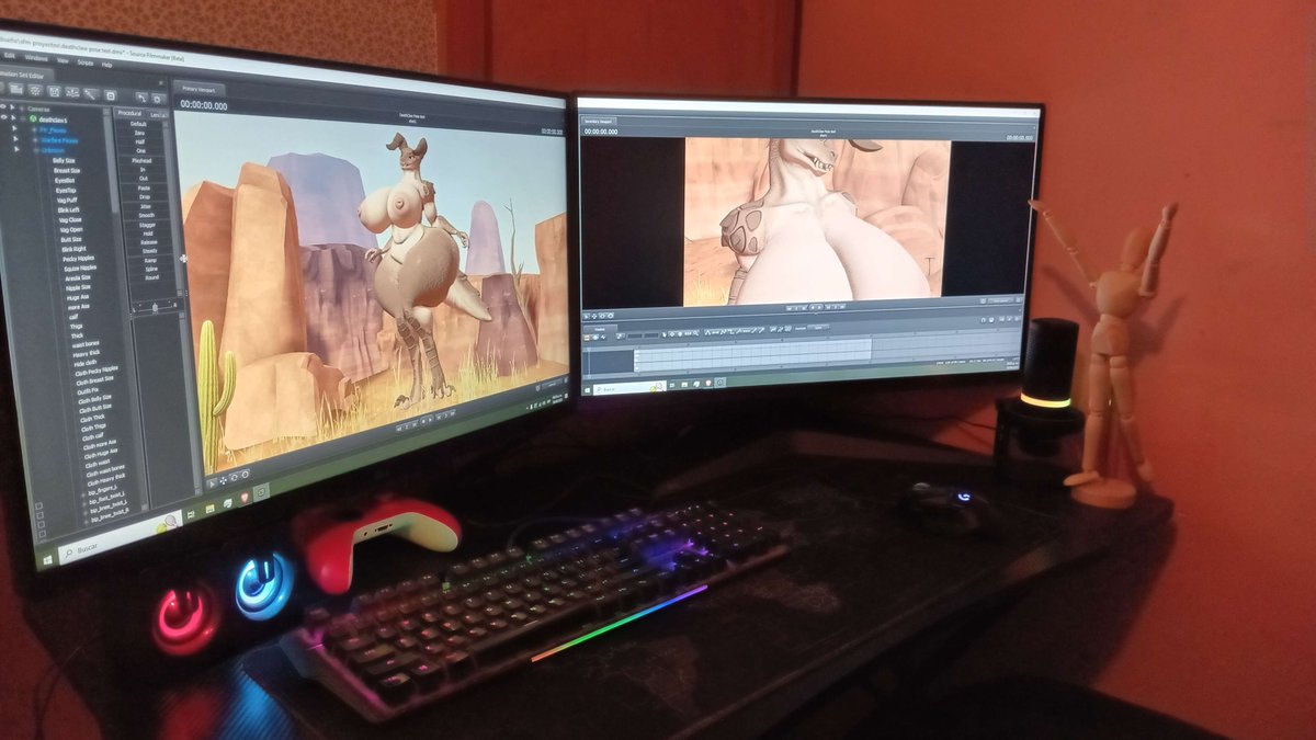 I wanted to thank you all for all the nice and kind comments you've given me over the years. I bought another screen so I can work better with these animations. Thank you all very much for this.
 And yeee!, a model that I'm modifying for a stinky animation.
now she has a FatAass!