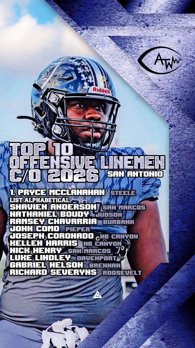 ALONG THE WIRE TOP 10 2026 OFFENSIVE LINEMEN SAN ANTONIO HSFB #ATW #SATXHSFB <a href="/STX7v7/">STX7v7</a> 

1. <a href="/prycemcclan77/">Pryce McClanahan</a> <a href="/Football_Steele/">Cibolo Steele Football</a> <a href="/CoachSWUTEP/">Scotty Walden</a> #MinersCommit 

GFX:<a href="/CollisionMagic/">Collision Magic</a>