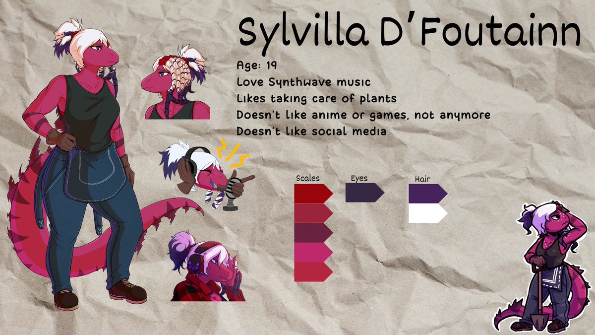 TonsdeNos's tweet image. A few references, as soon as we finish and no longer change the appearance of a character, I'll post it with the color references and other information here.