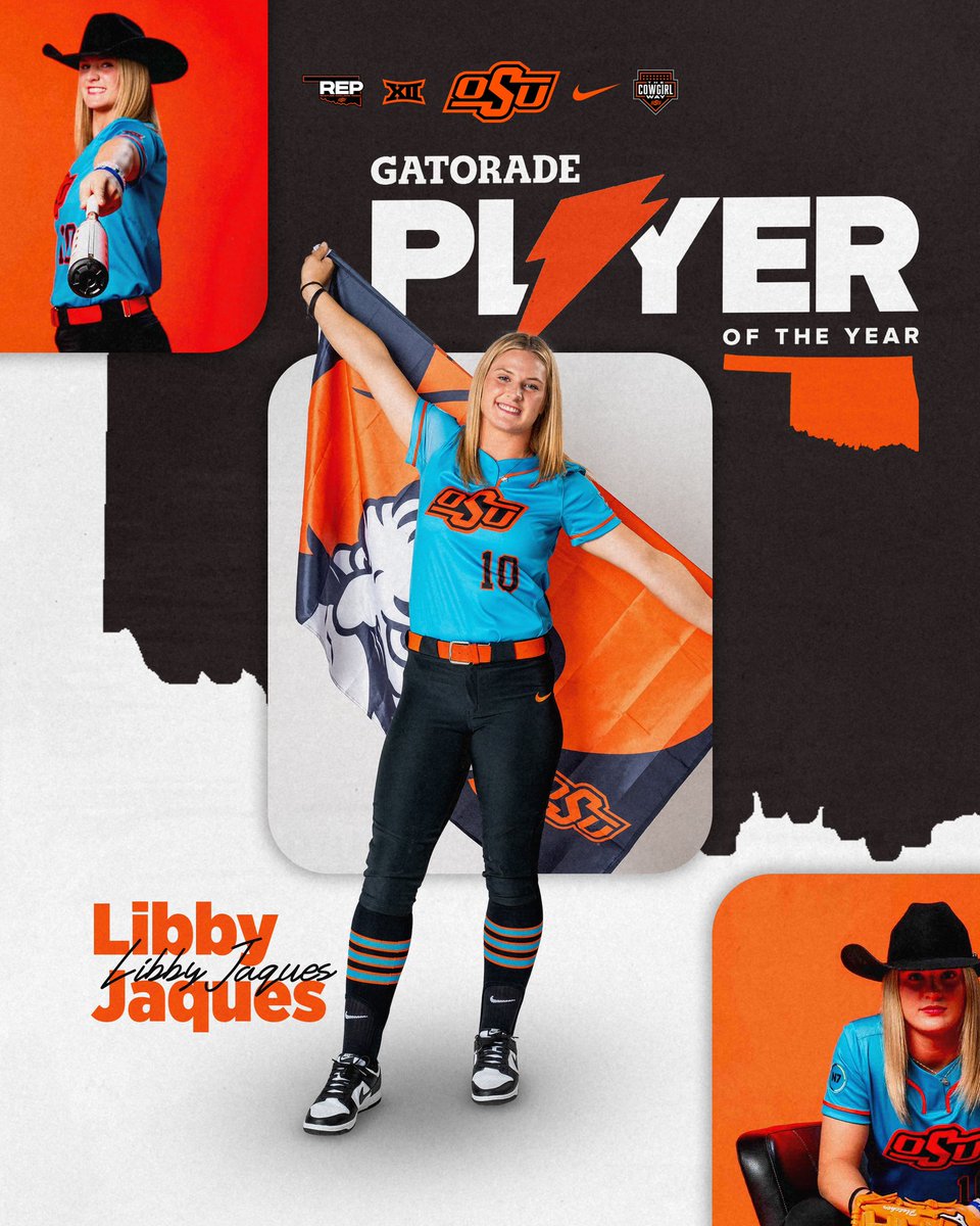 OSU Cowgirl Softball (@cowgirlsb) on Twitter photo A state record holder in shot put, and now, a Gatorade Player of the Year 🤩
Congratulations to incoming freshman <a href="/LibbyJ_00/">Libby Jaques</a> for being named the Oklahoma Gatorade Player of the Year in Track & Field 🤠
#GoPokes A state record holder in shot put, and now, a Gatorade Player of the Year 🤩
Congratulations to incoming freshman <a href="/LibbyJ_00/">Libby Jaques</a> for being named the Oklahoma Gatorade Player of the Year in Track & Field 🤠
#GoPokes