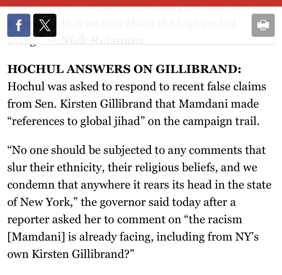 NY-governor Hochul condemns NY-senator Gillibrand for her racism against likely NY-mayor Mamdani