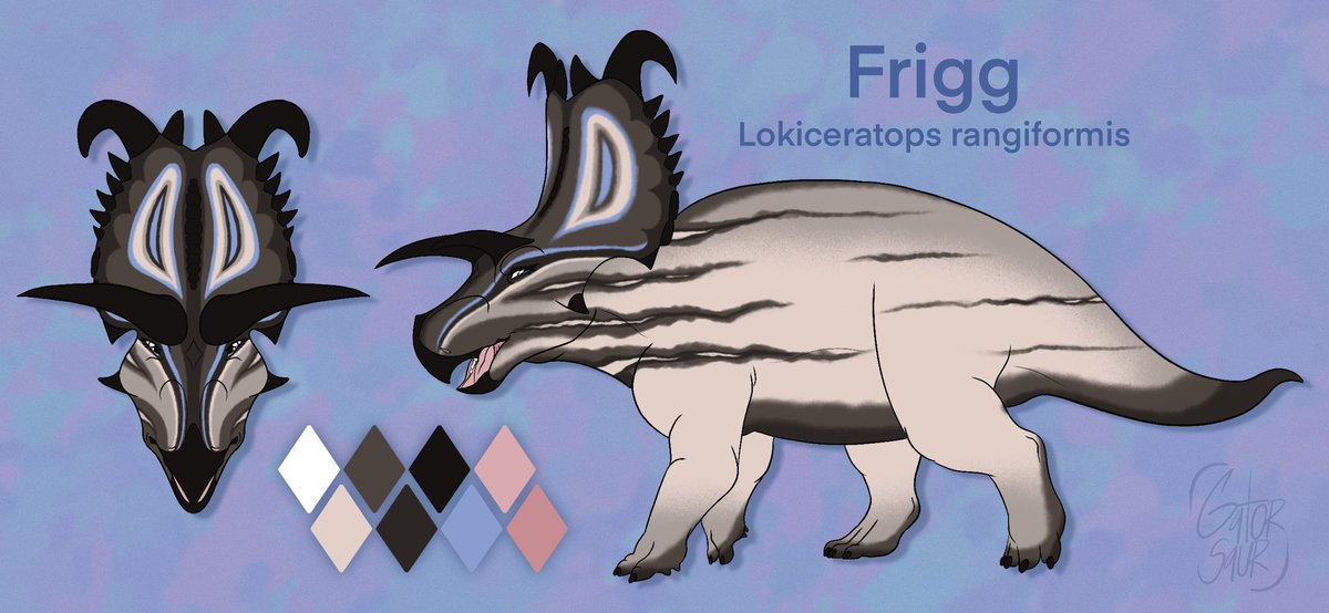 Gatorsaur's tweet image. Frigg is my lokiceratops OC I named her Frigg as it is the adoptive mother of Loki, Frigg is affectionate and warm towards the younger herbivore dinosaurs she adopts.

🌿🍃🌾

#dinosaurs #dinosaurs #dinosaurart #art #artist #dinosaurartist #lokiceratops #ceratops #ceratopsian