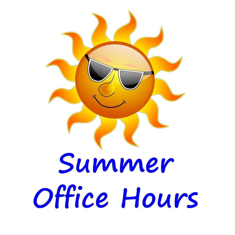 SUMMER OFFICE HOURS
JULY 2ND - AUGUST 22ND

Monday to Thursday 9:00 a.m. to 1:00 p.m.

Closed Fridays