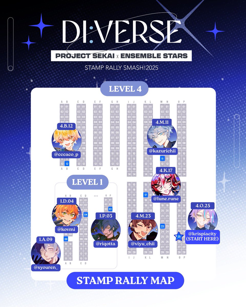 krispiacity's tweet image. PJSK fans and Enstarries unite!! Come join our stamp rally at @smashcon and get this poca set π starts at table 4.O.25!!
π« Artists:
1.A.09 @syouren_
1.D.04 @kovmii
1.P.03 @riqotta
4.B.12 @cccaco_p
4.K.17 @VT_Rune
4.M.11 @kazurichii
4.M.23 @viyuchii
4.O.25 @krispiacity
