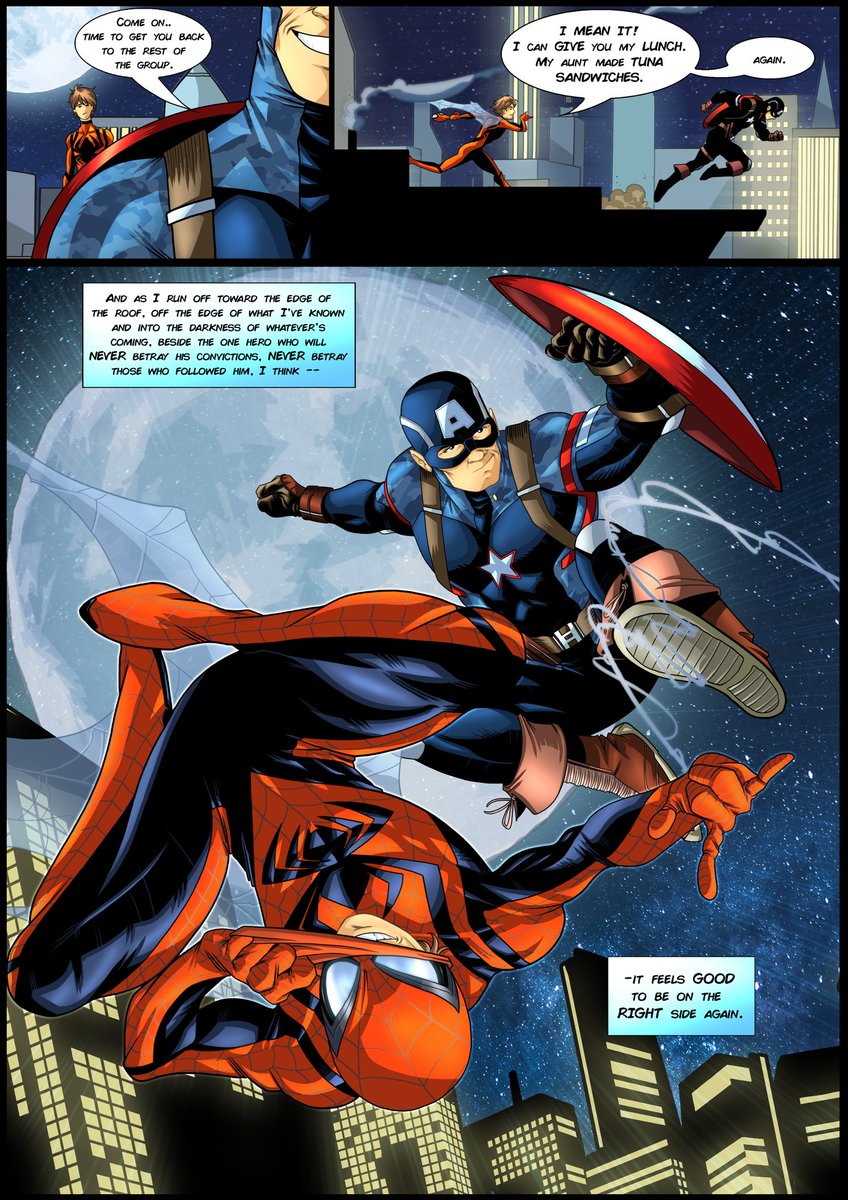SamRWilloughby's tweet image. Been working on this for a while, a redraw of one of my favourite exchanges in Spider-Man - Civil War, using my designs 🤘🏻 written by J. Michael Straczynski, artwork by me! Hope you guys like it! 🕸🇺🇸