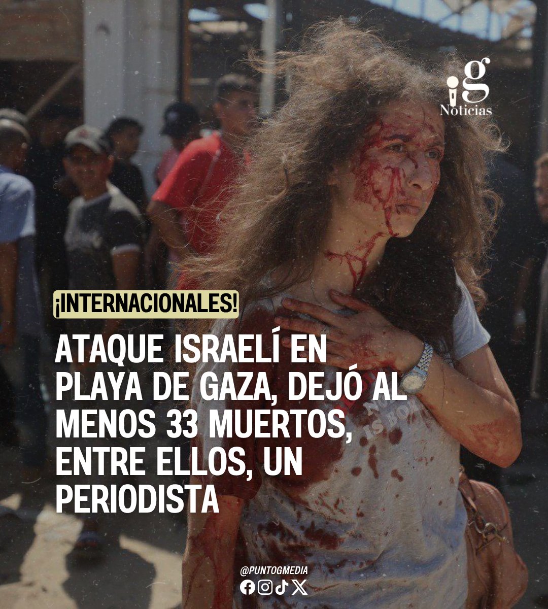 Un ataque aéreo israelí impactó la cafetería Al-Baqa en una playa de #Gaza, matando al menos 33 civiles, incluido el periodista Ismail Abú Hatab, y dejando decenas de heridos. Autoridades denuncian patrón de ataques contra civiles y periodistas.
#PuntoGmedia #Israel