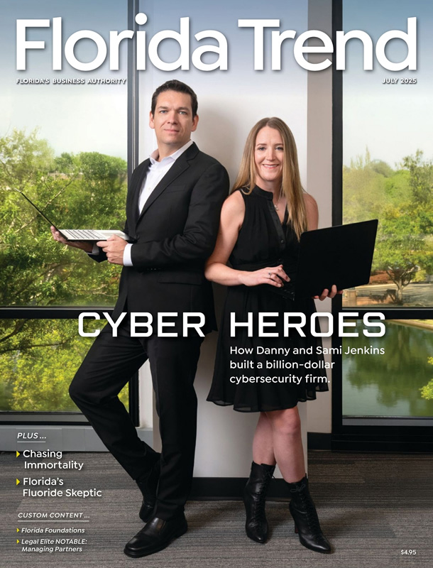 FloridaTrend's tweet image. 📢 Our July issue just dropped — and it's packed with stories shaping Florida’s future:
🛡️ Cyber Heroes: @ThreatLocker's Danny & Sami Jenkins built a billion-dollar cybersecurity firm they say could help end cybercrime.
🧬 Chasing Immortality: Florida’s anti-aging boom is big…
