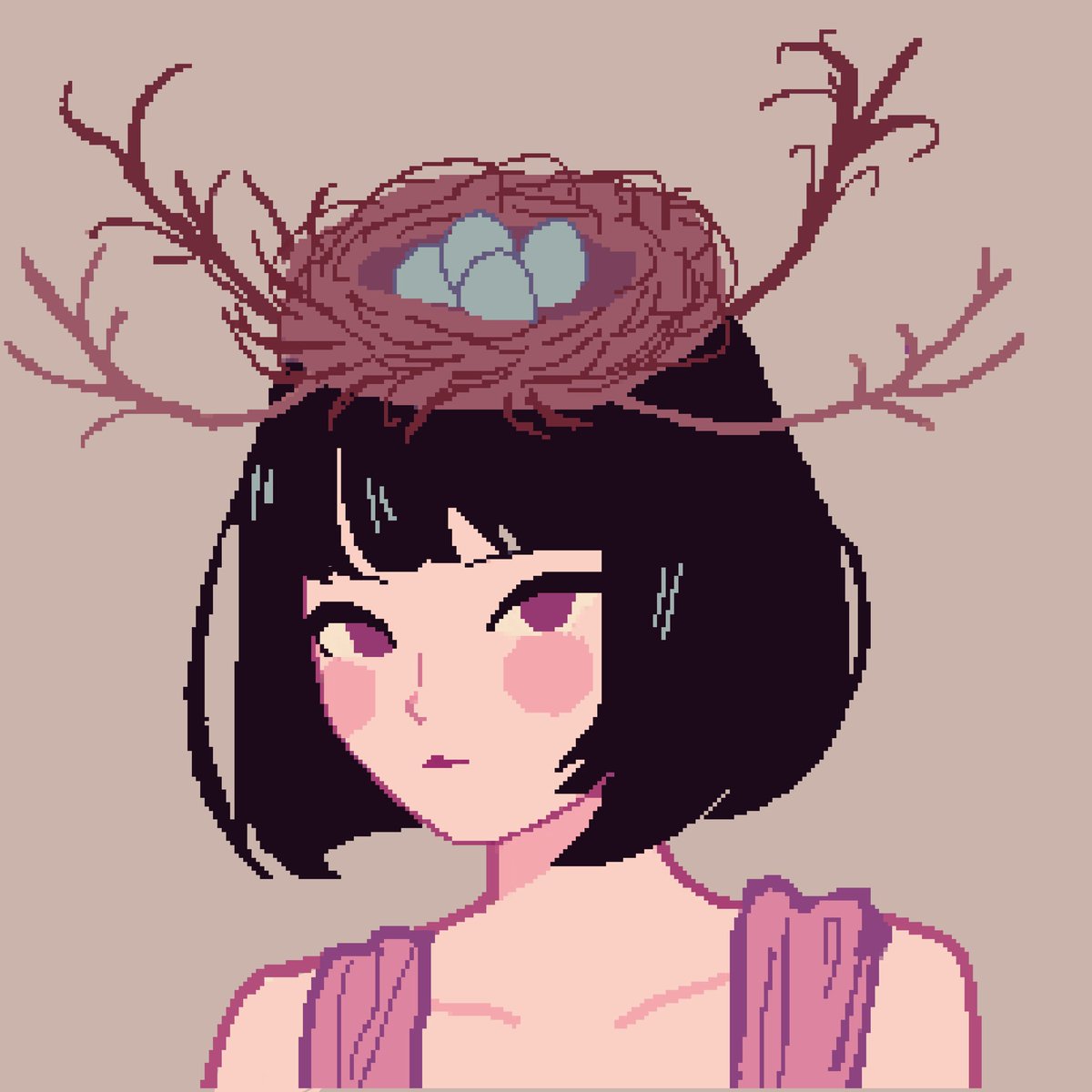 rabbitdoubts's tweet image. the princess of spring&apos;s crown 🪺🌿#pixelart